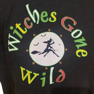 Pro Weight Witches Gone Wild Halloween Graphic T-Shirt Black Large Glitter Studs